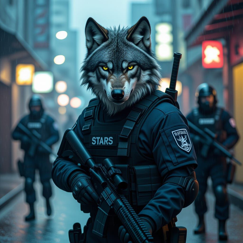 Wolf-Monster Hybrid in Sci-Fi Style