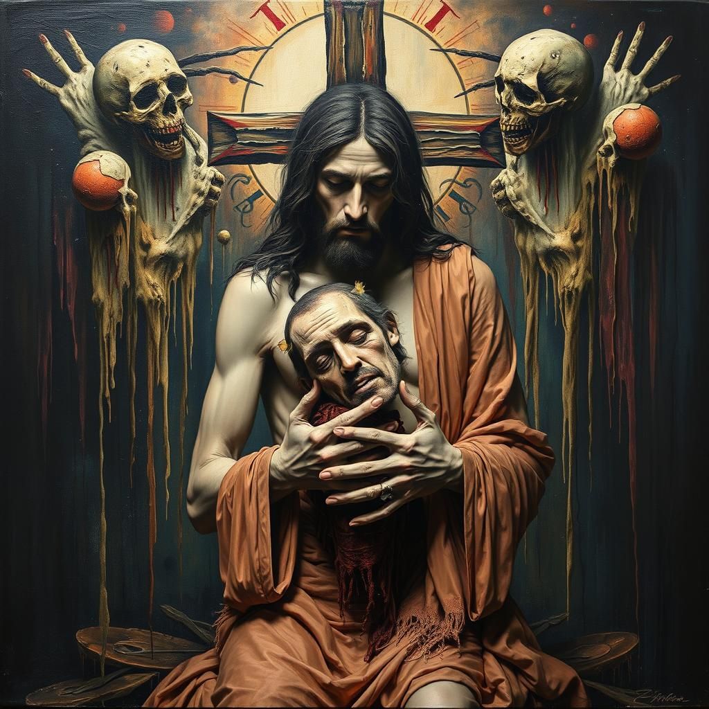 Macabre Jesus Christ with Severed Head