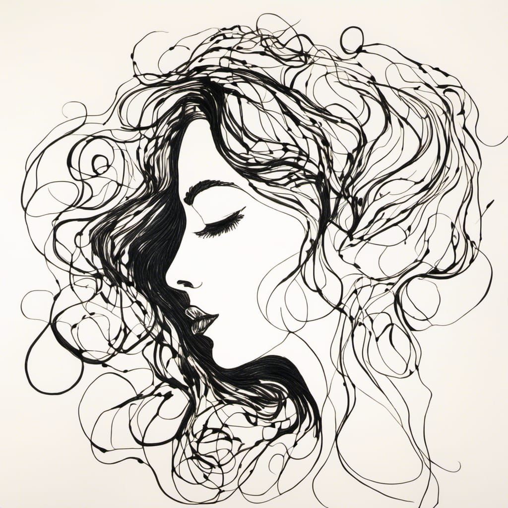 Minimalist Line Art Portrait in Pyrography Style