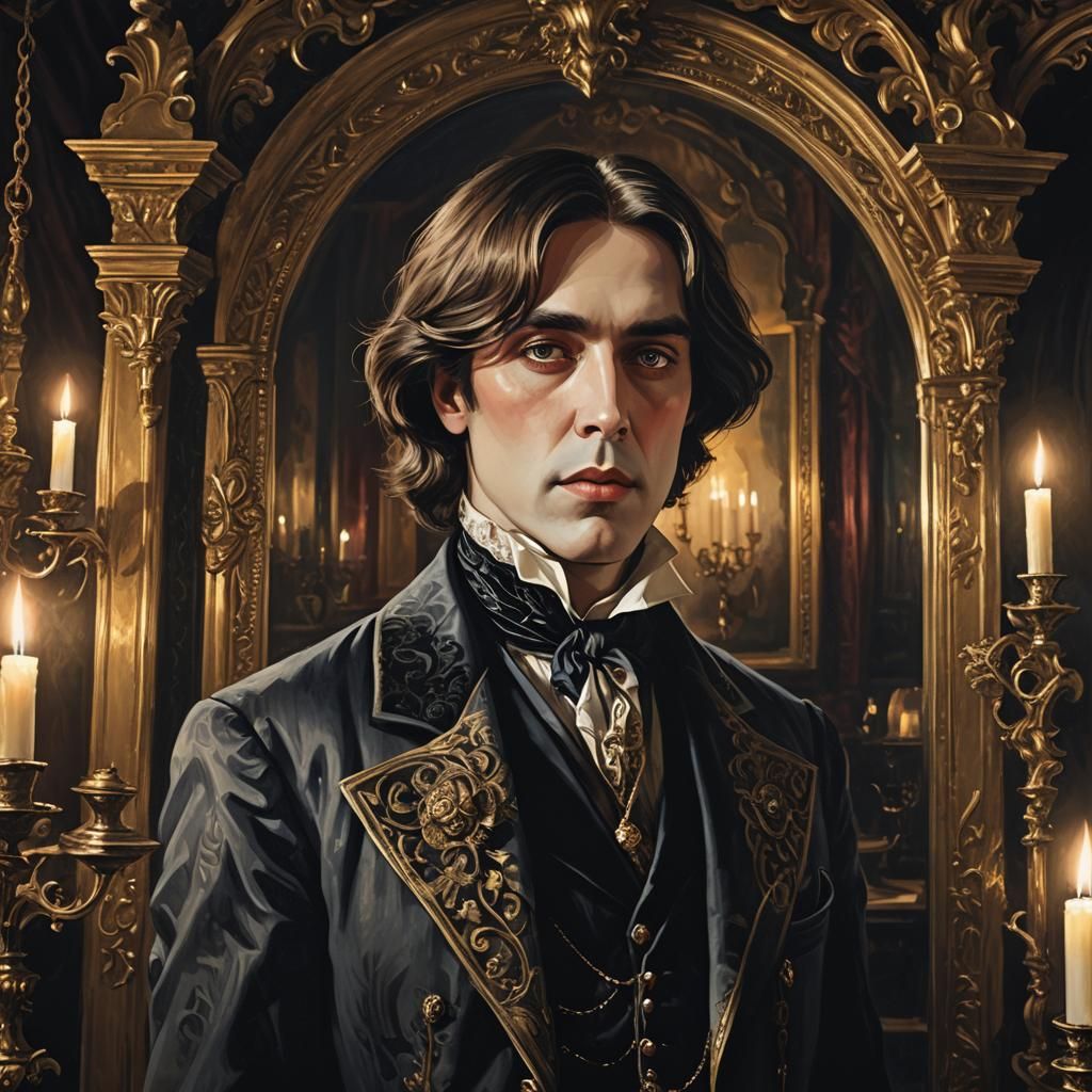 Dorian Gray's Gothic Fascination: Art Nouveau Portrait