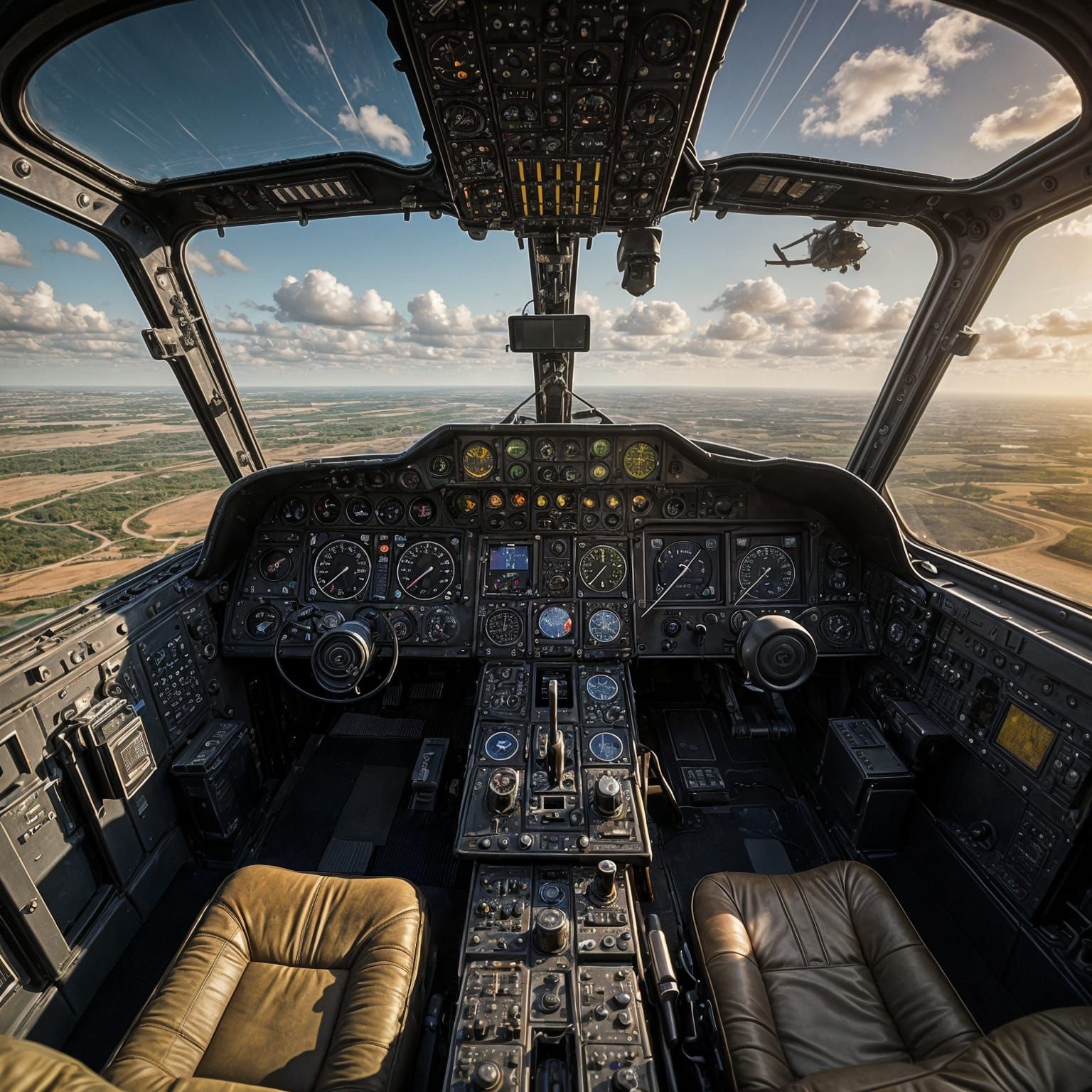 Realistic Military Helicopter Cockpit View