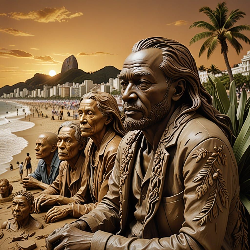 Vibrant Clay Landscape of Copacabana Beach at New Year's Eve
