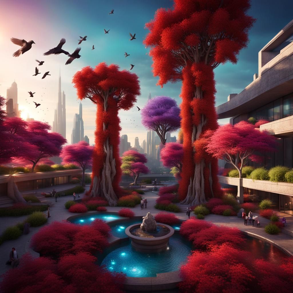 Vibrant Sci-Fi Planet with Glowing Flora
