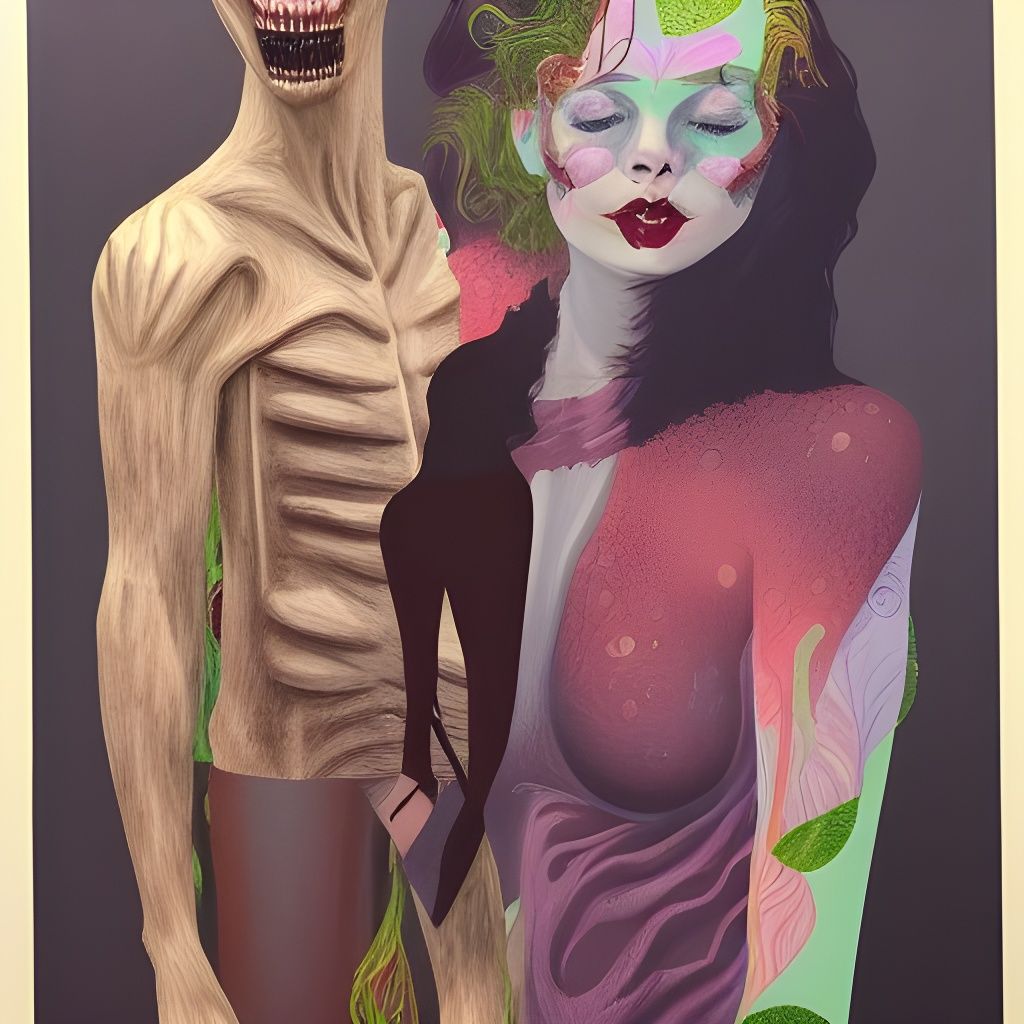 Woman and Hunter: Sci-Fi Contemporary Art
