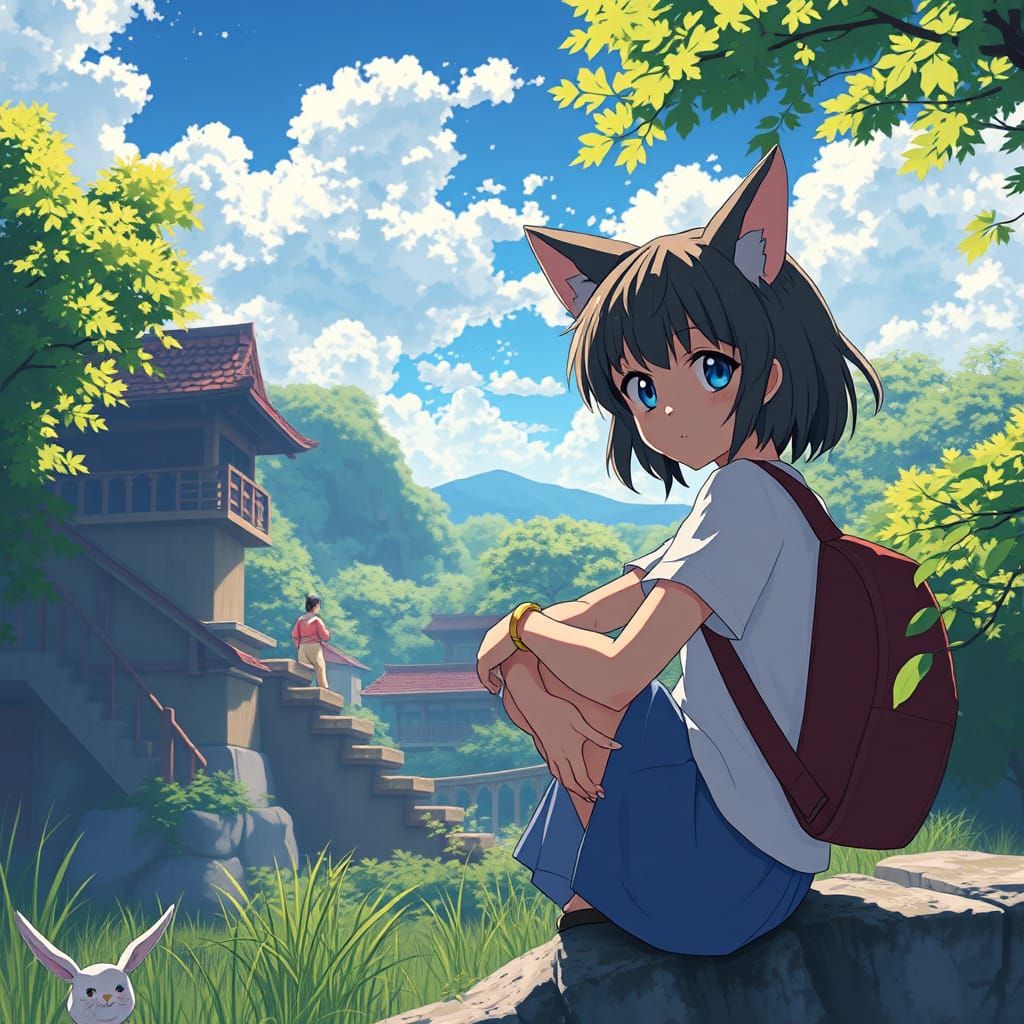 Vibrant Anime Key Visual of a Tomboy Character in a Studio G...