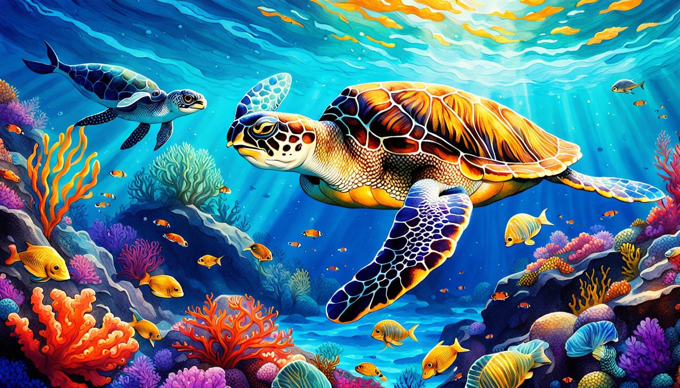 Enchanting Mermaid Lounging in Underwater Fantasy Scene