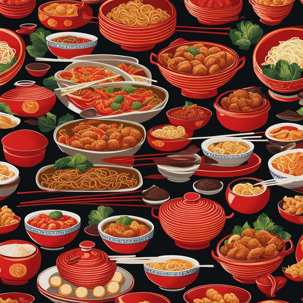 AI Generated Chinese Food Still Life