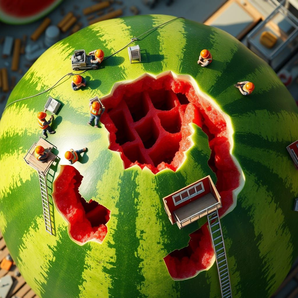 Whimsical Watermelon Skyscraper Under Construction
