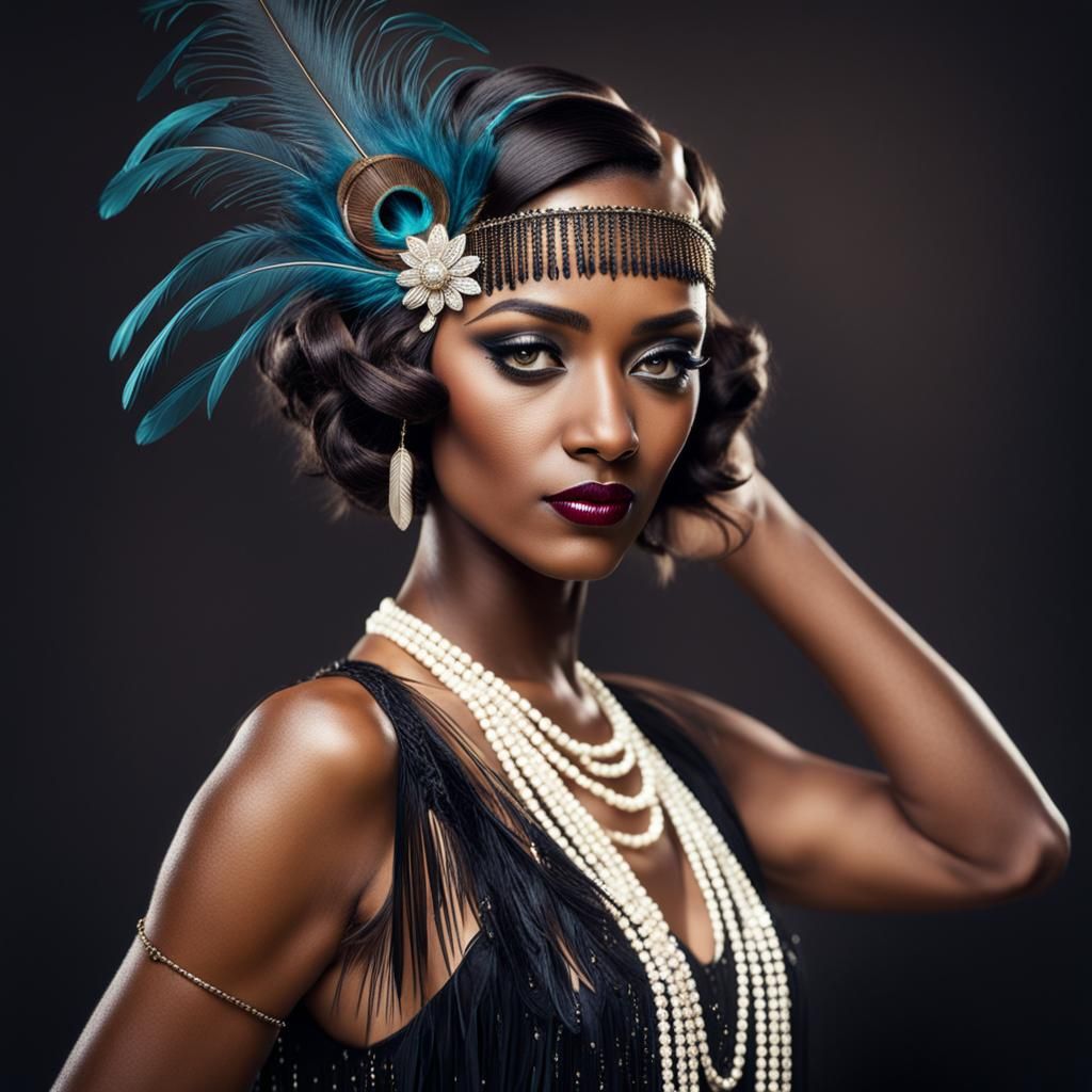 Flapper Portrait: 1920s Dancing Girl with Feather