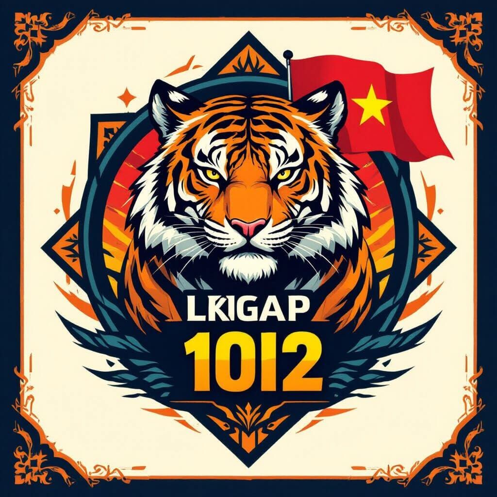 Majestic Tiger Logo with Vietnamese Flag in Digital Art Styl...