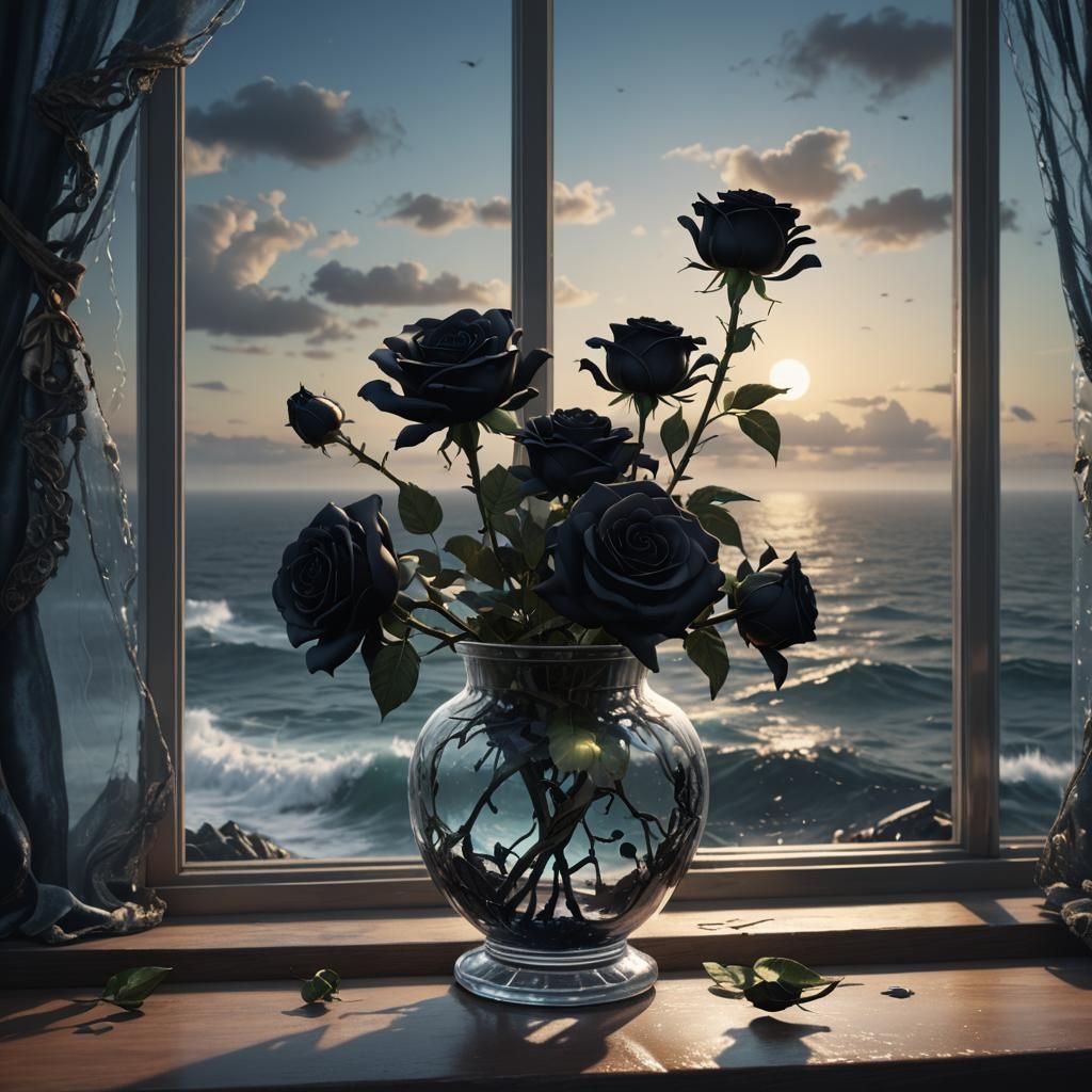 Black Roses Overlooking the Sea: Matte Painting