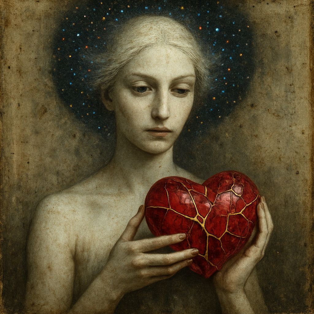 Goddess with ruby kintsugi heart