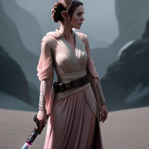 Young Princess Leia as Jedi with Pink Lightsaber