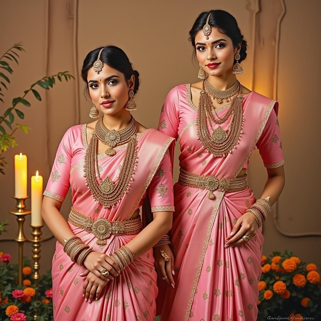 Two Indian Brides in Traditional Attire