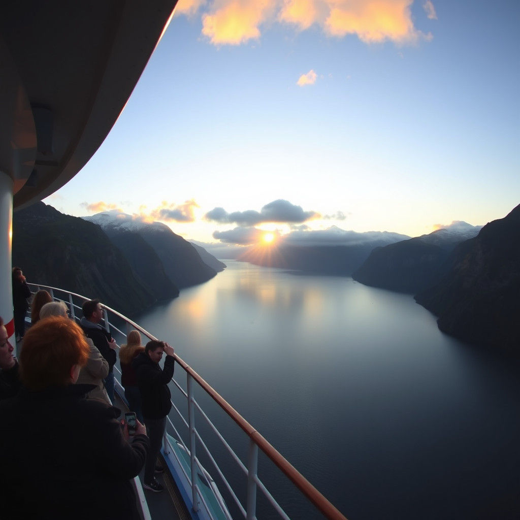 Norwegian Fjord Sunrise Wide-Angle Photography