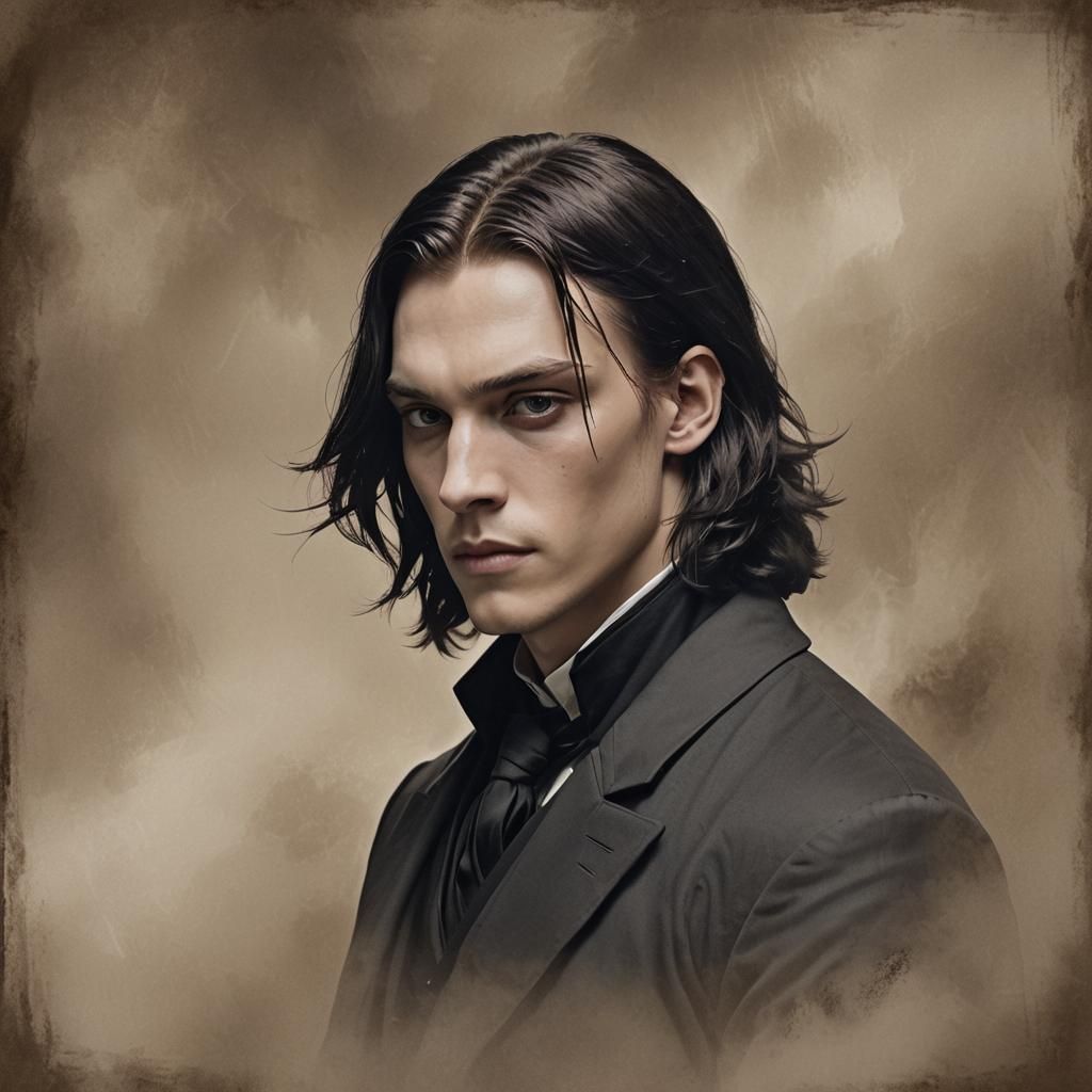 Elegant Portrait of Young Professor in Art Nouveau Style