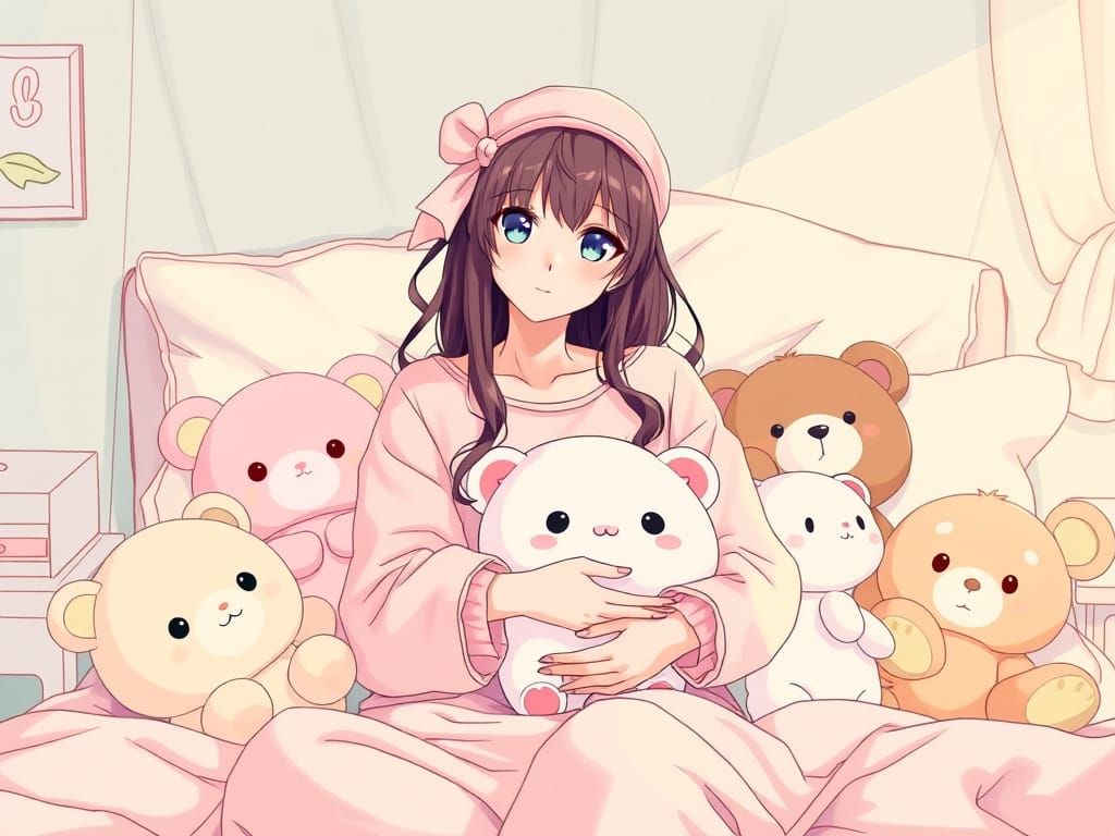 Madison Beer in Anime Style With Plushies