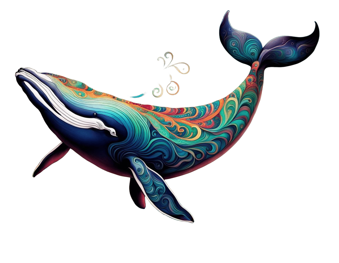 Art Nouveau Whale with Neurographic Ink Patterns
