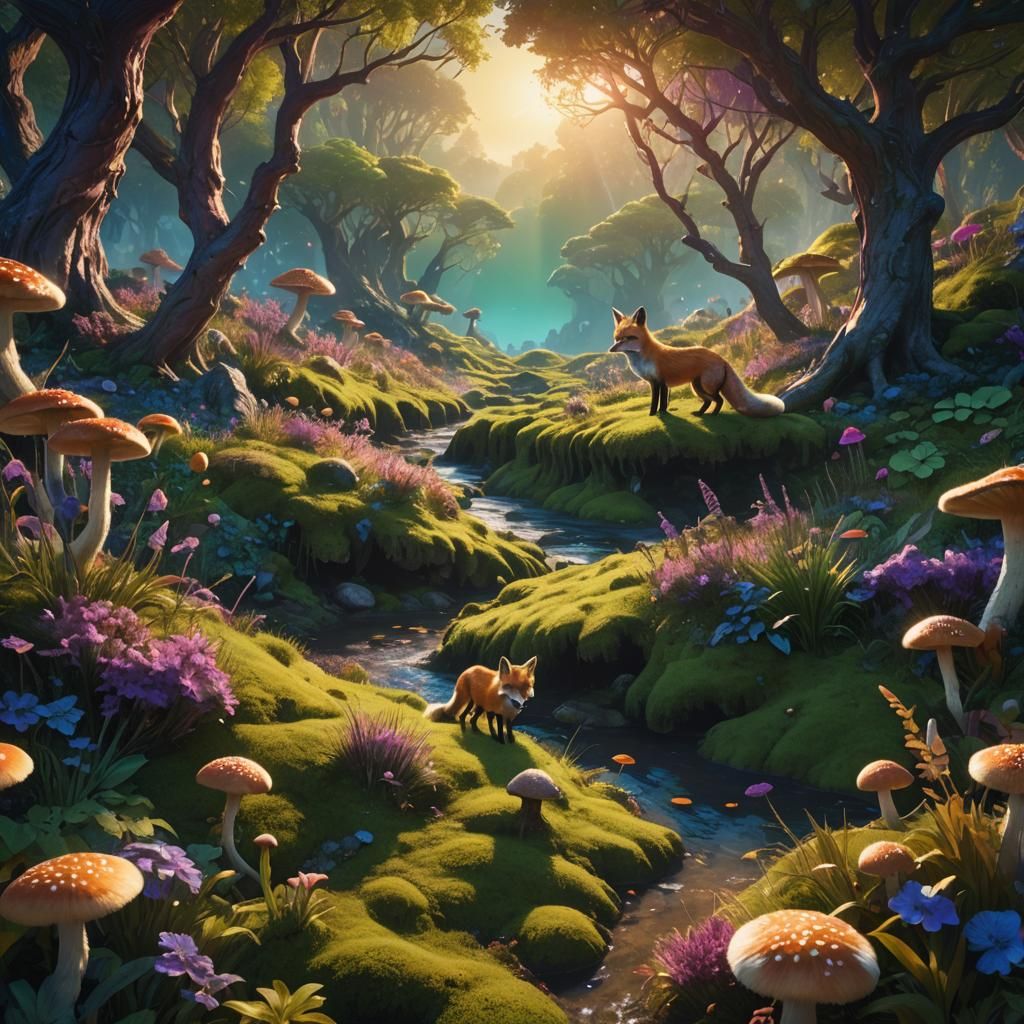 Planet of Foxes: A Cinematic Matte Painting