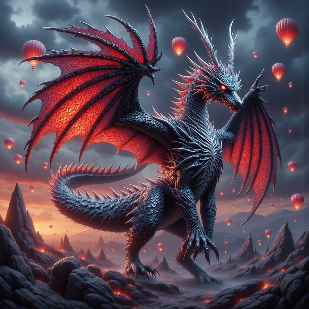 Iridescent Dragon in Psychedelic Surrealism Style