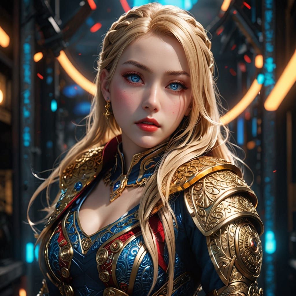 Vibrant Warrior in Ethereal Glow