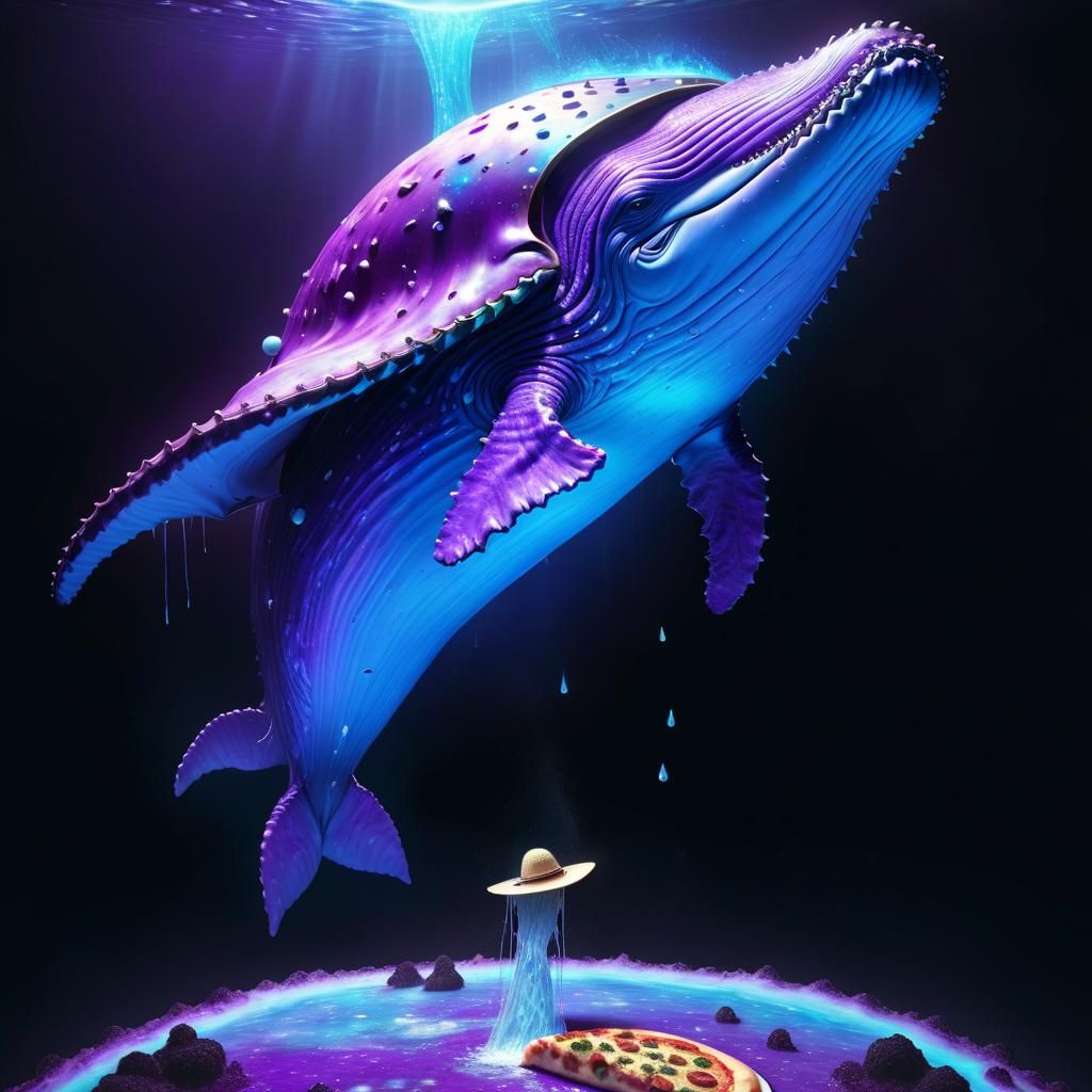 Psychedelic Whale in Cheese Pizza Sea