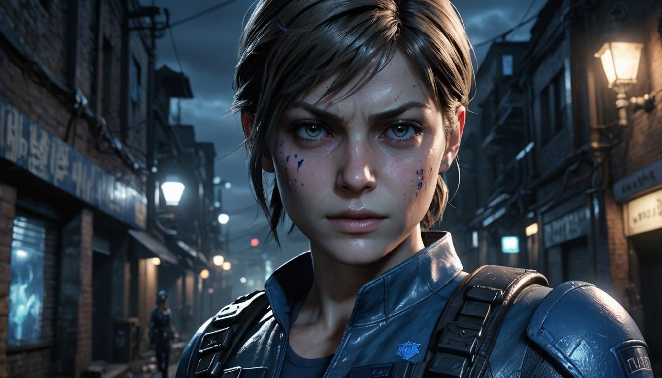 Anime Portrait of Woman in Misty Alleyway