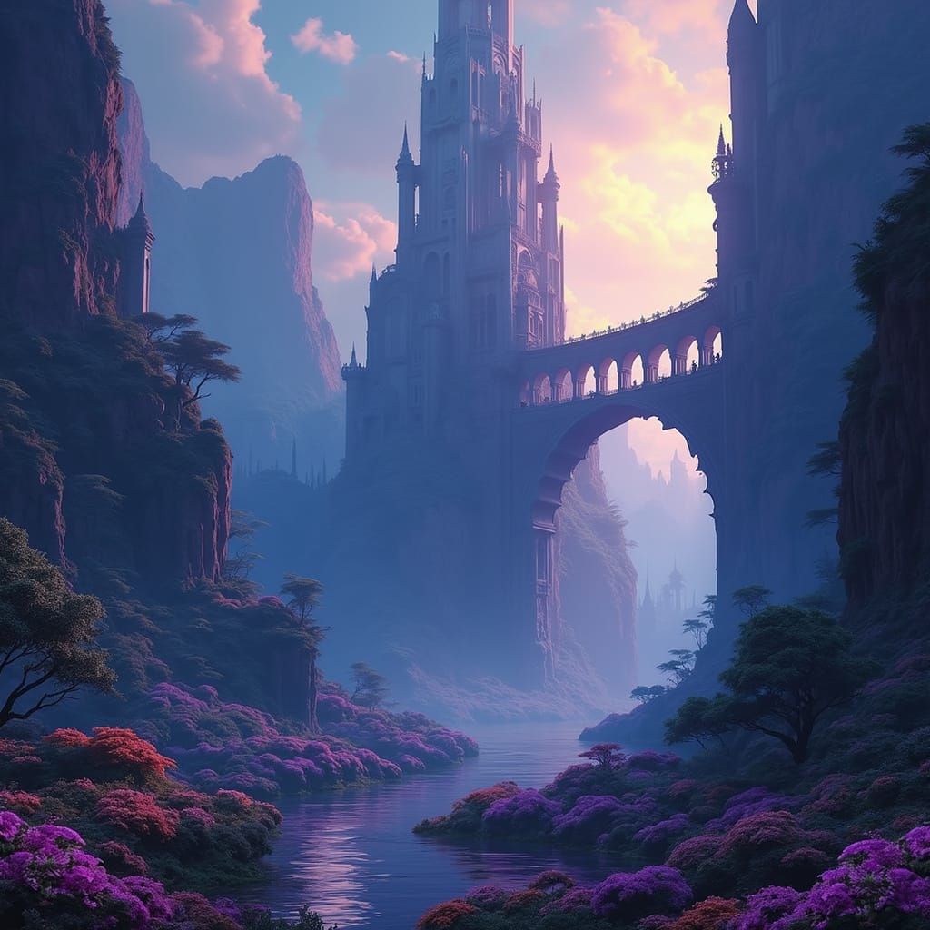 Fantasy Realm of Wonders in Vast, Detailed Landscape