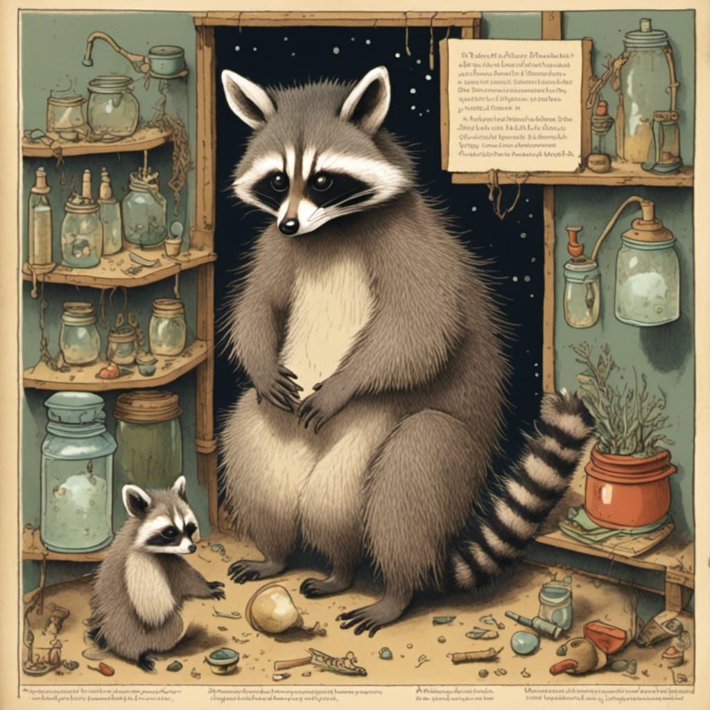 Father's Manual: Raising a Raccoon Daughter Illustration