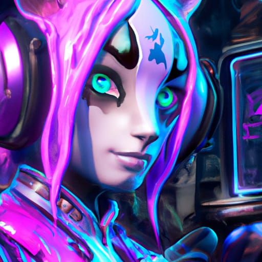 Cyberpunk Catgirl Transwoman in Hyperrealistic Detail