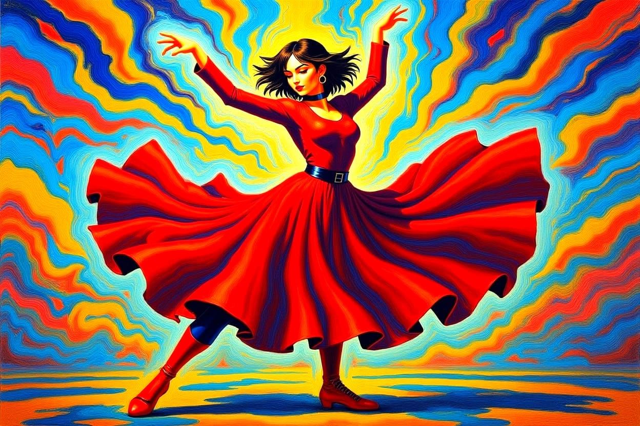 Impressionistic Dance Painting With Abstract Colors