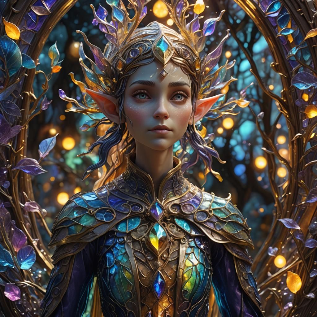 Whimsical Glass Elf Sculpture with Enamel Details