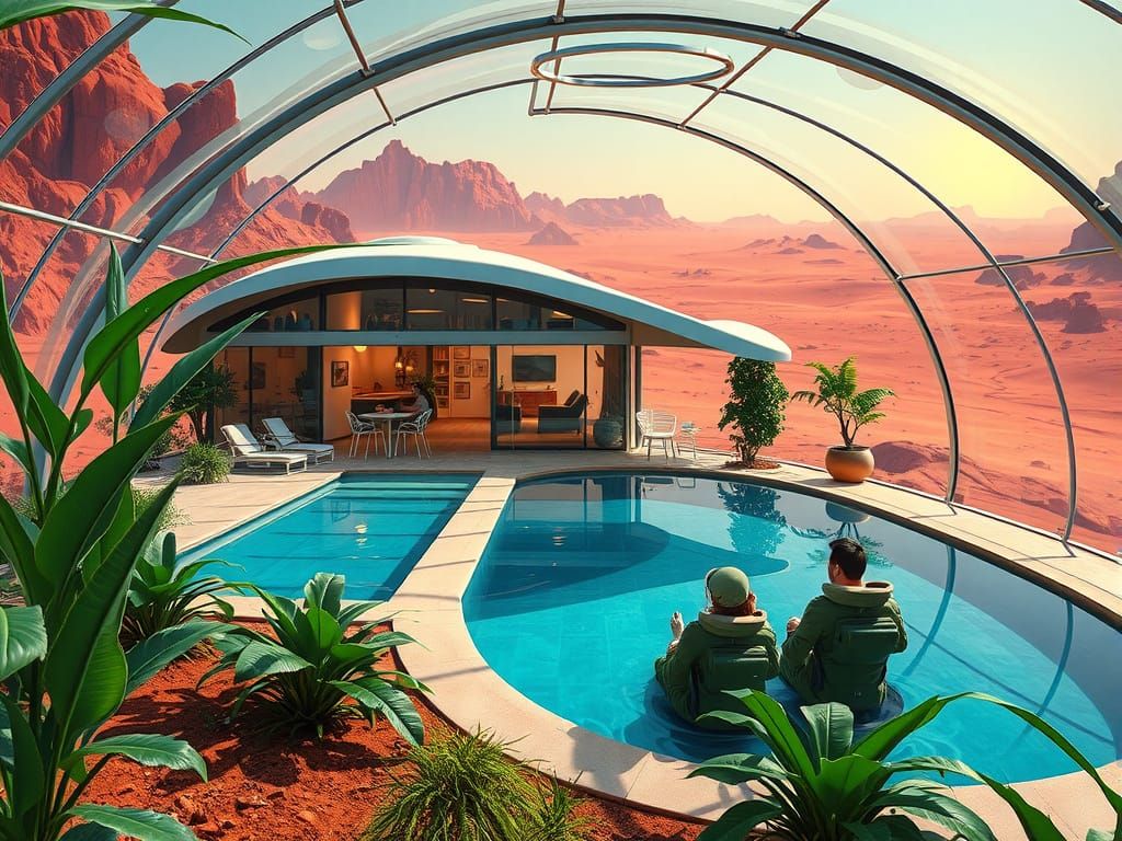 Futuristic Dome House on Mars in Sci-Fi Style