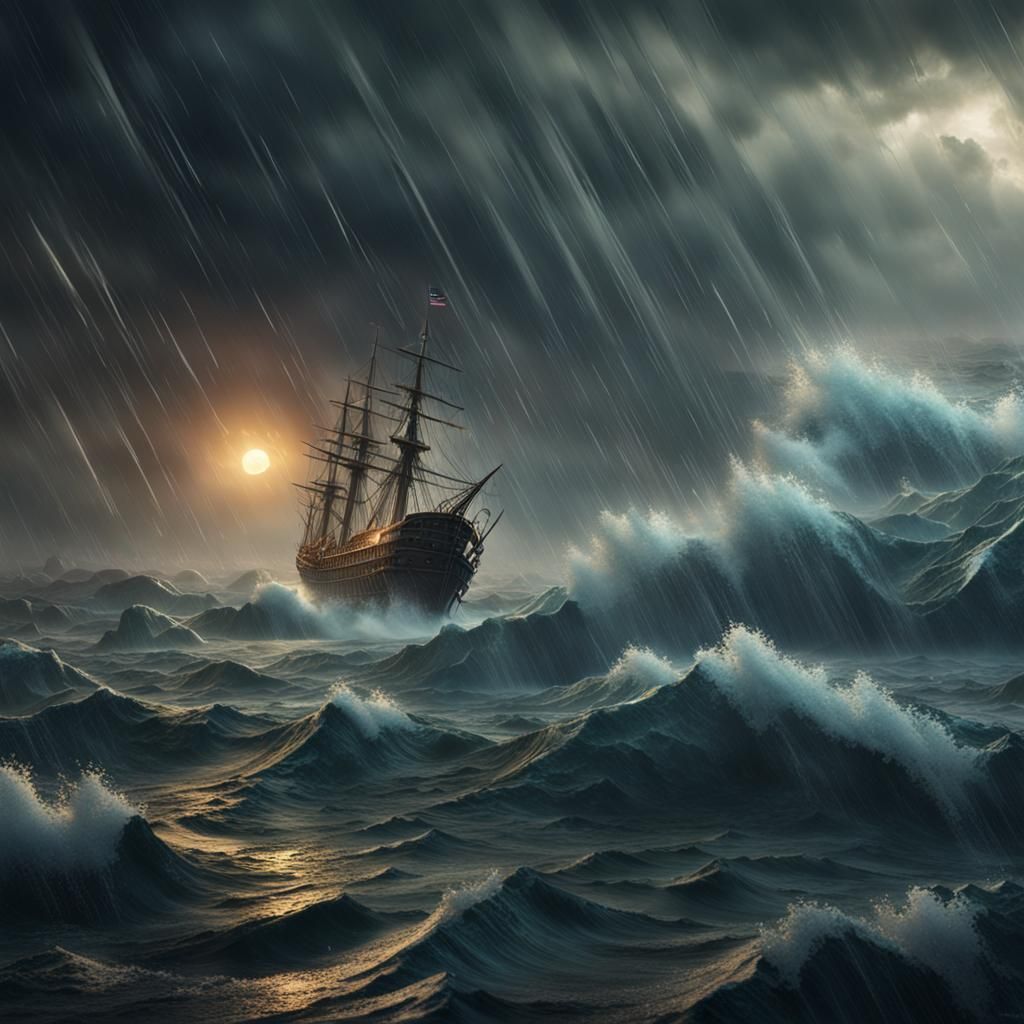 Rain Storm at Sea: Detailed Matte Painting
