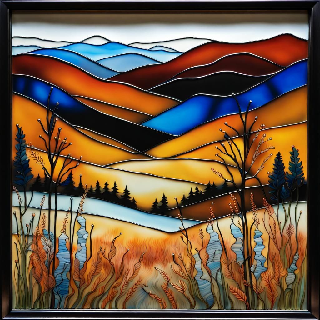 Appalachian Mountains Autumn Glass Painting