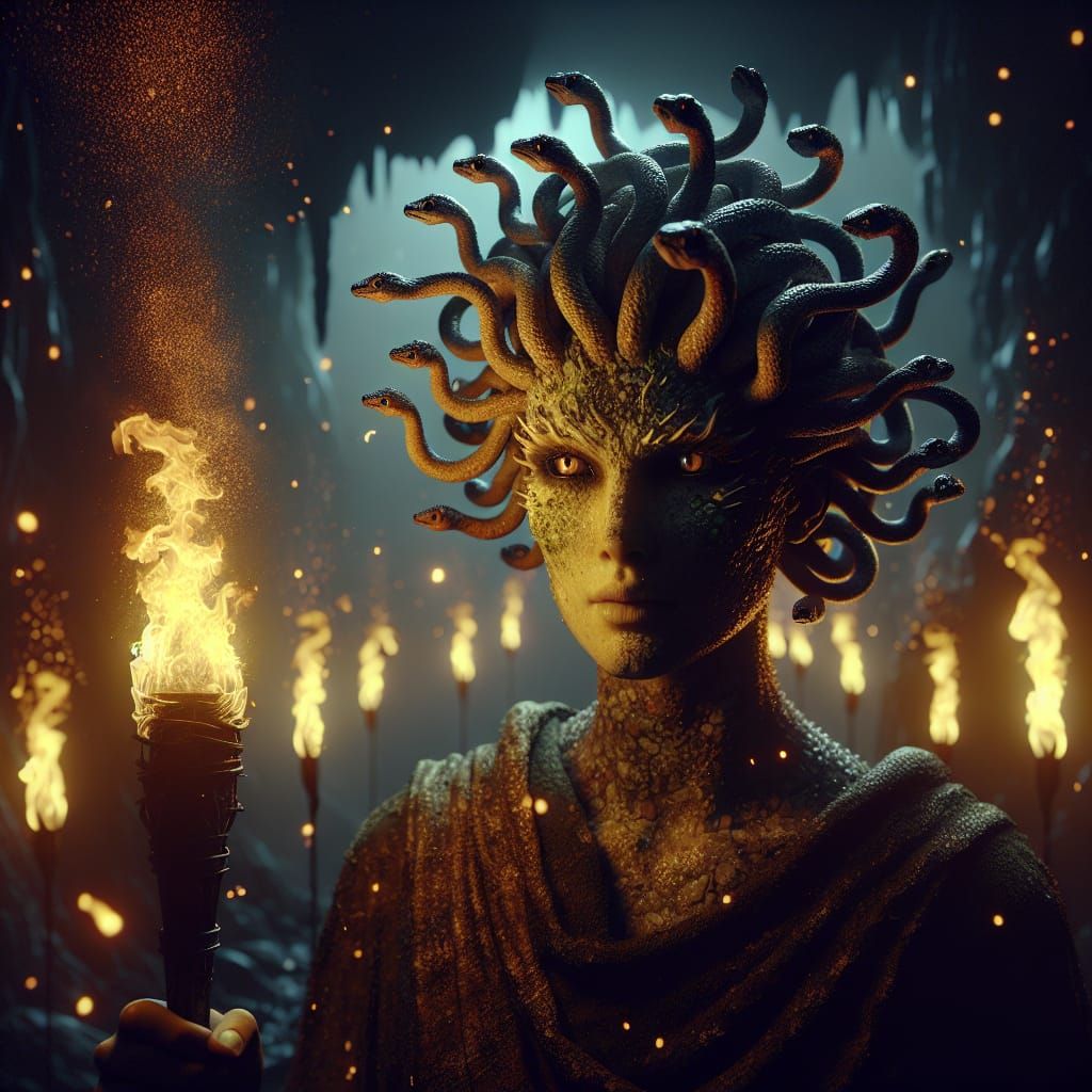 Hyper-Realistic Medusa Portraits in Surrealistic Style with...