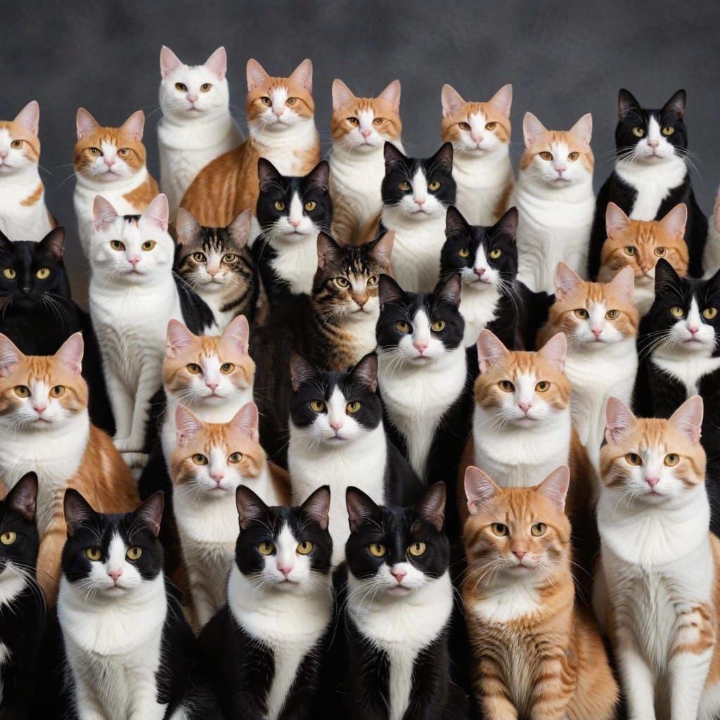 A Variety of Cats: Black, White, Ginger, Calico, Tabby & Tux...