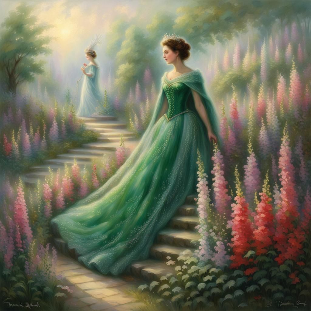 Ethereal Snapdragon Queen in a Misty Landscape