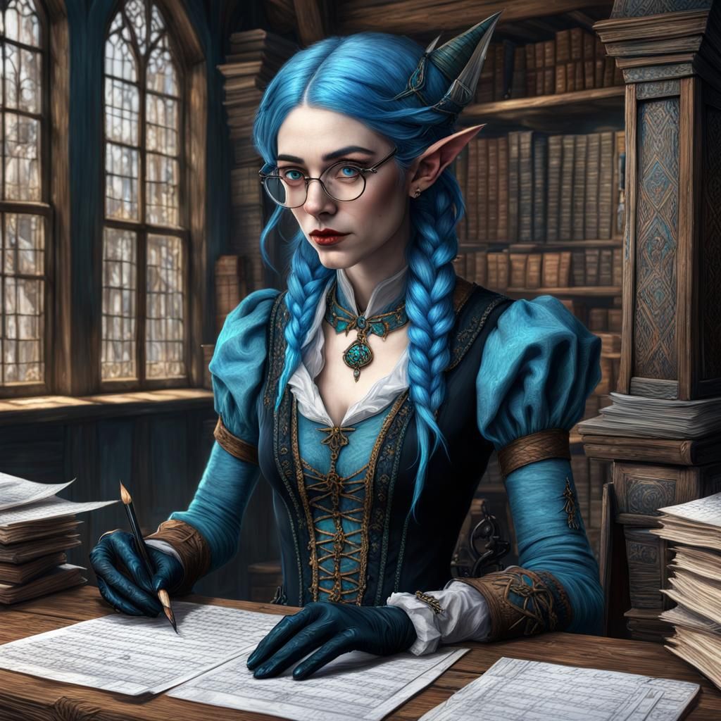 Whimsical Geeky Elf Reporter in Hyperdetailed Digital Art