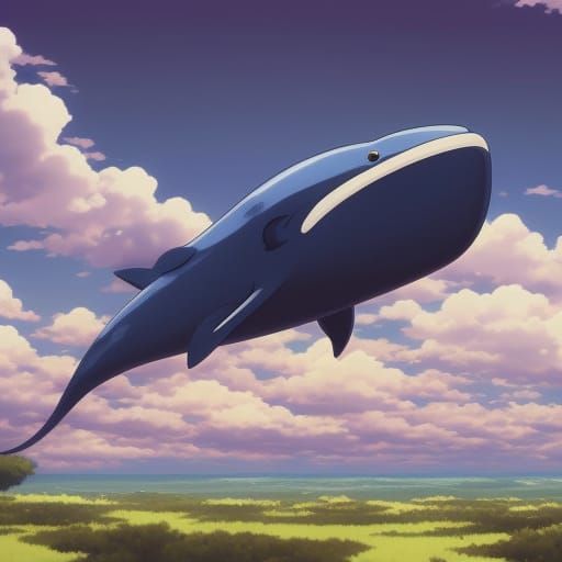 Blue Whale Soars Through Anime Sky