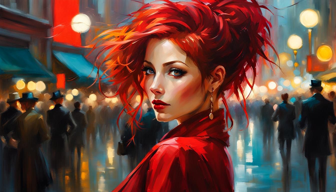 Redhead Portrait in Oil Painting Style