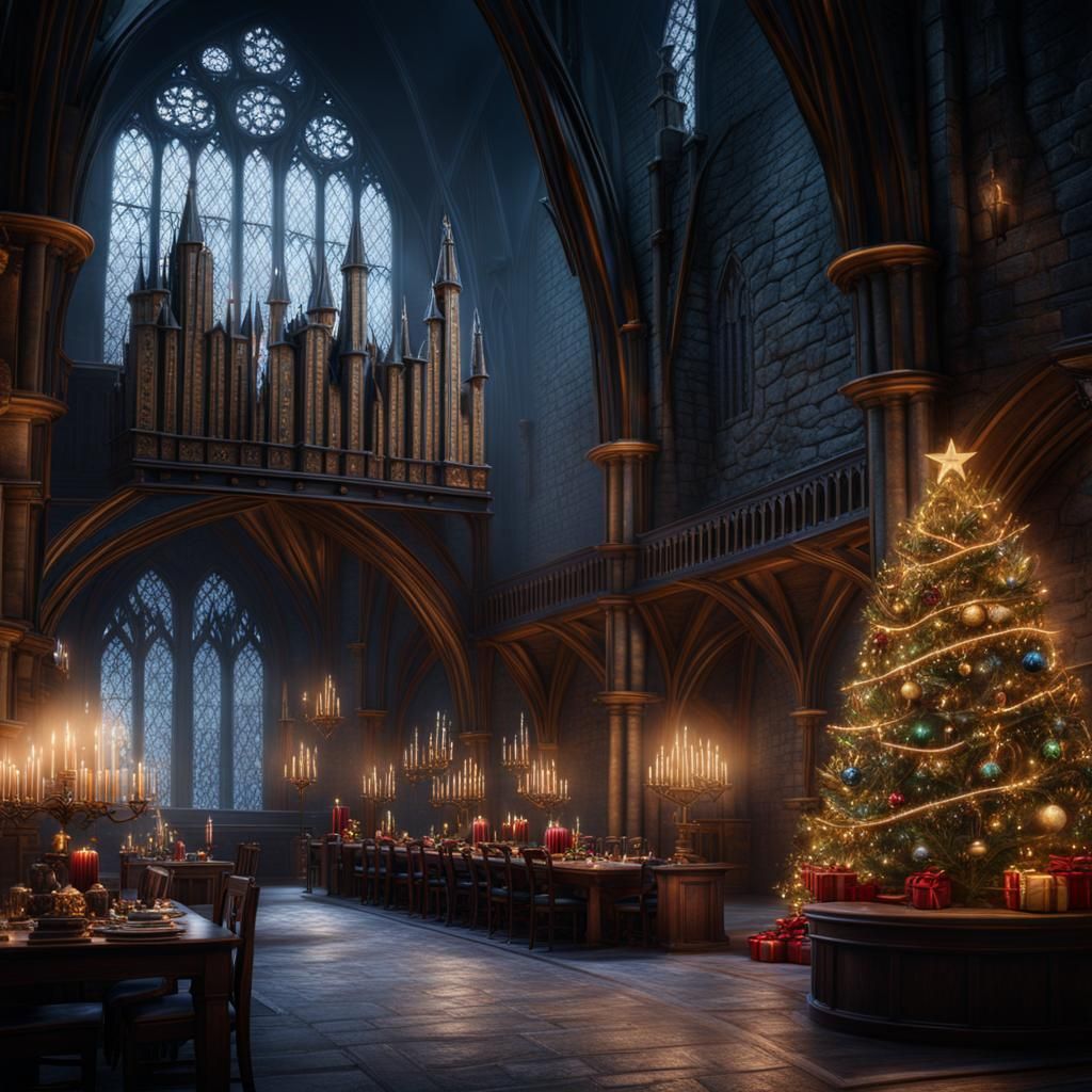 Christmas in Hogwarts: Detailed Fantasy Art