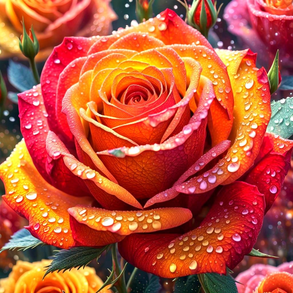 Crystal Rose in Morning Dew: Pablo Amaringo Style