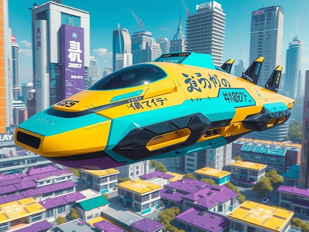 Sleek Future Hover-Speeder Soars Above City Streets