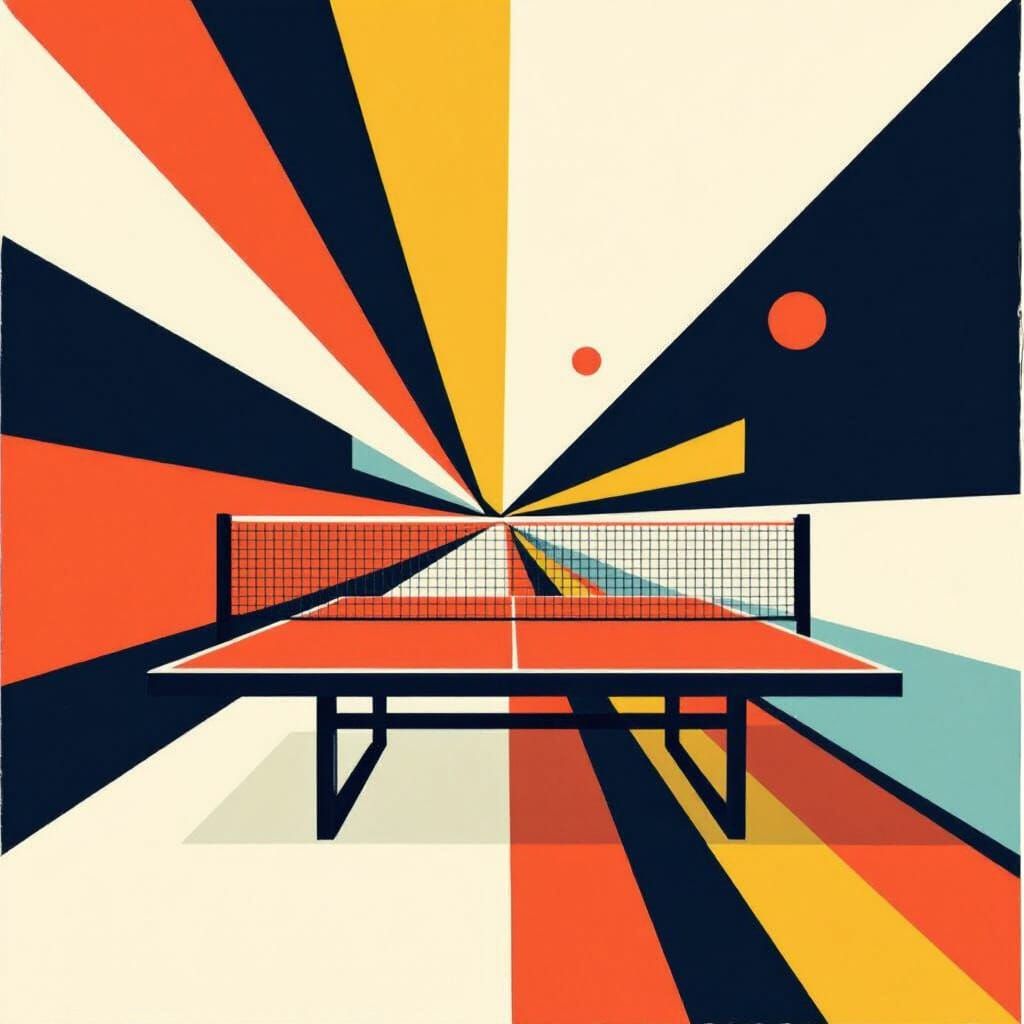 Minimalist Table Tennis Net Poster in Modern Graphic Design