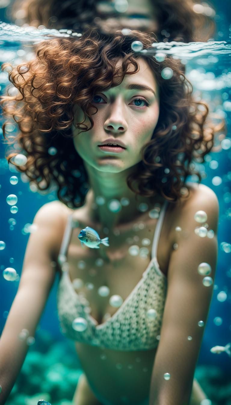 Underwater Portrait of a Chinese Woman with Fish