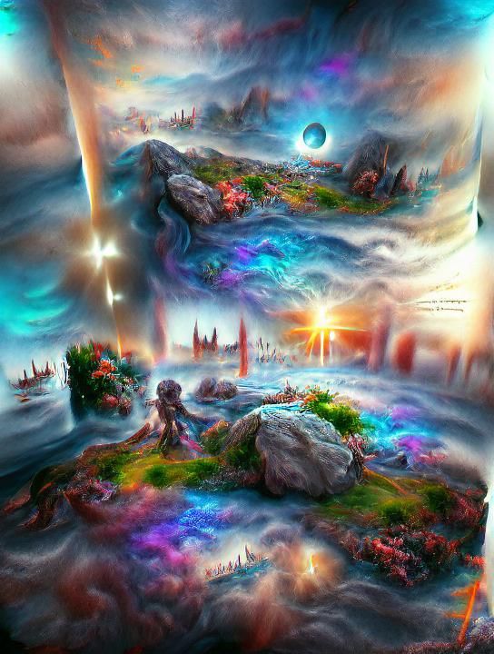 Edge of the World: Cosmic Waterfall in Dreamy Style