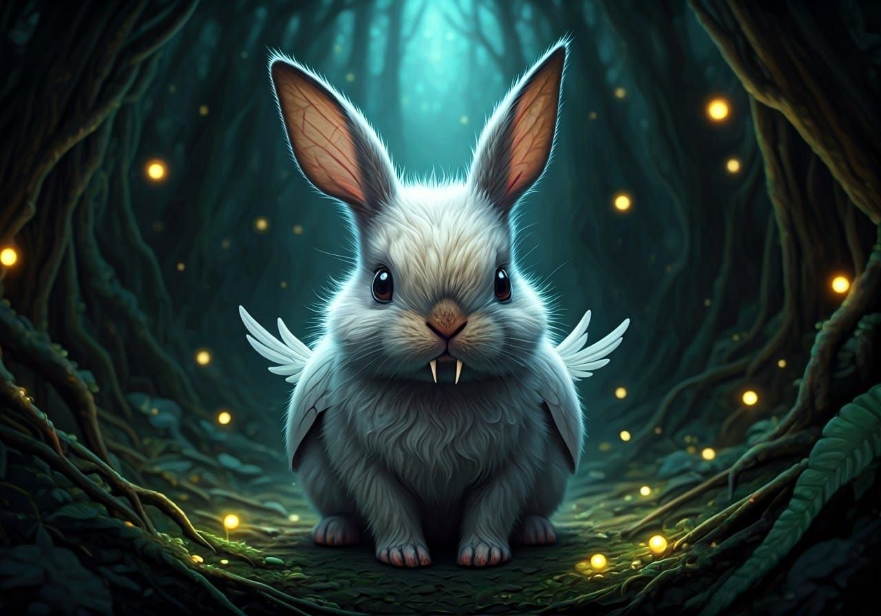 Enchanted Wolpertinger Gathering in Soft Pastel Hues