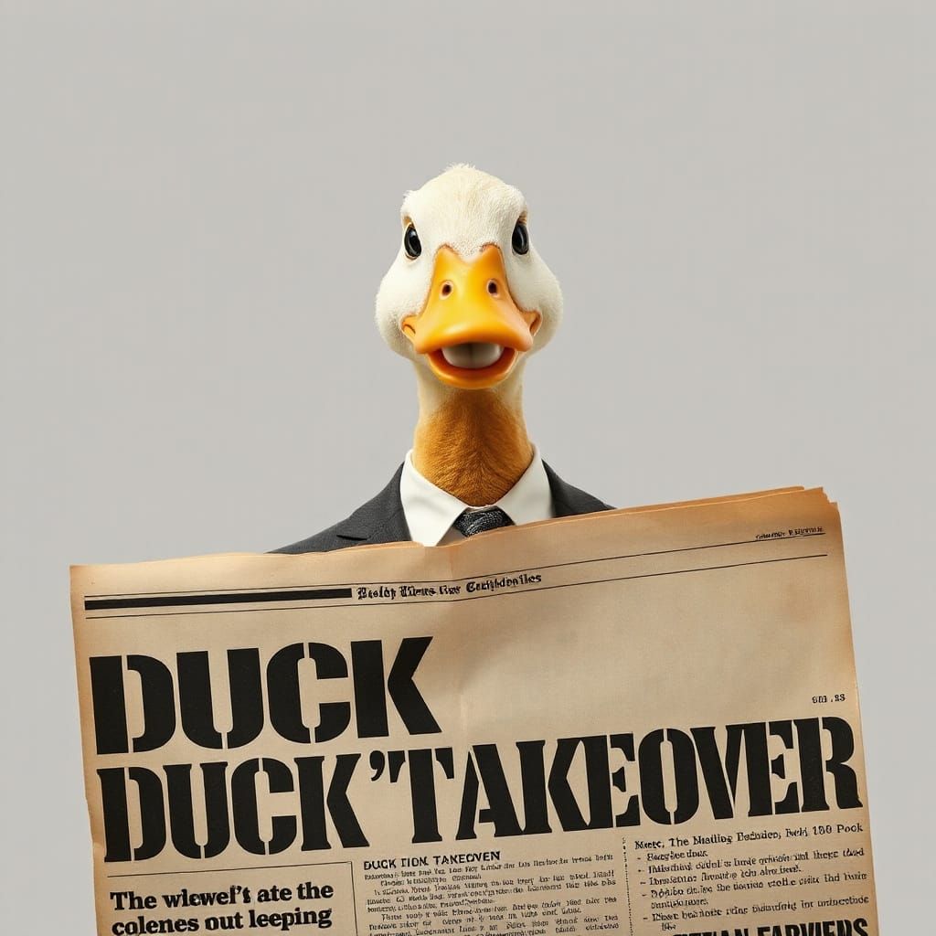Duck Conspiracy: A Whimsical Newspaper Scene