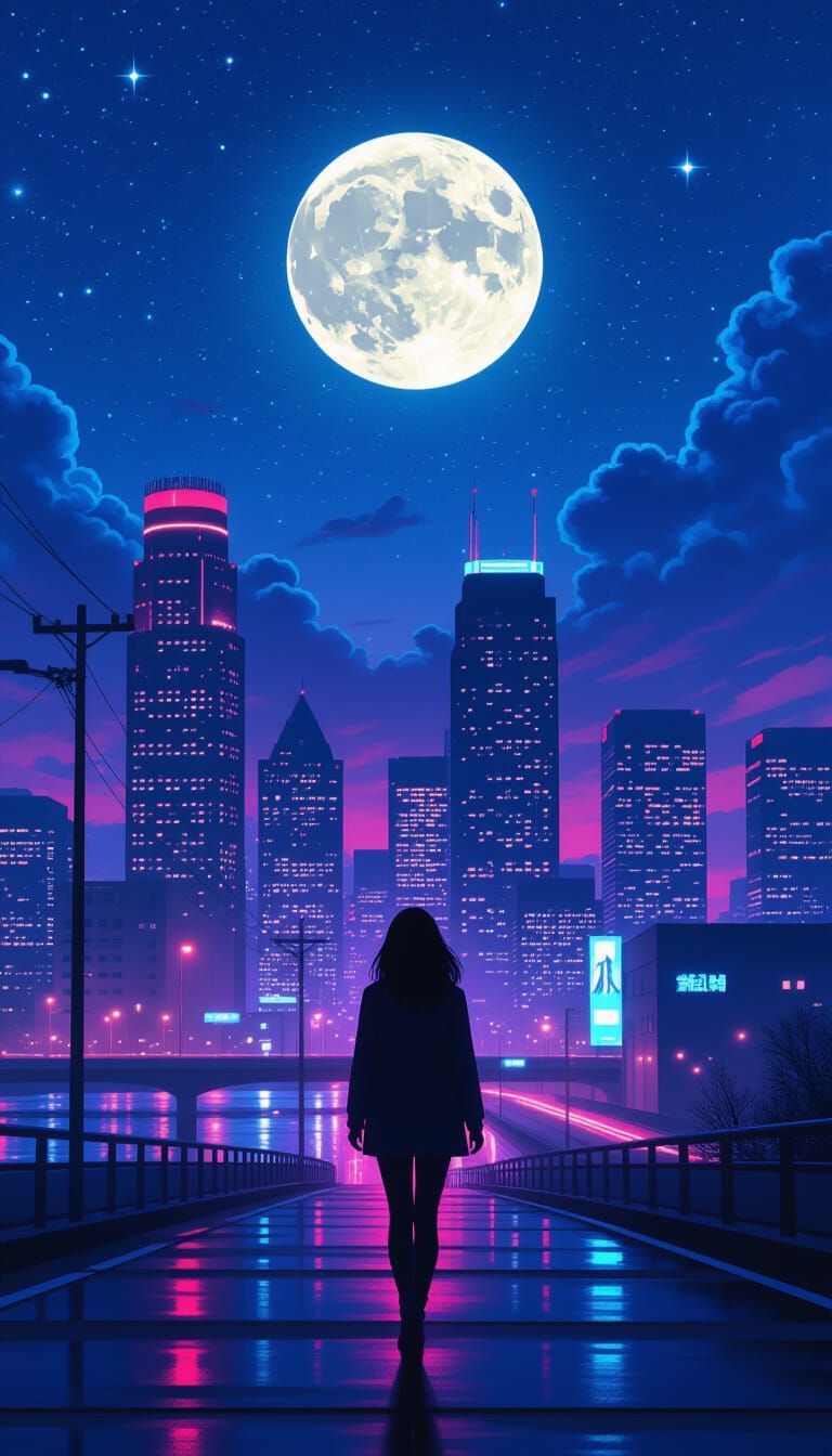 Futuristic Detroit Cityscape at Dusk with Cyberpunk Elements